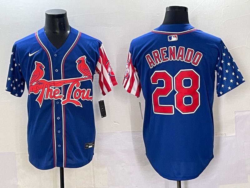 Men 2025 St.Louis Cardinals #28 Arenado Blue a generation of national flags Joint Name Nike MLB Jersey style 1->st.louis cardinals->MLB Jersey